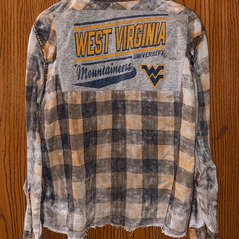 WVU distressed oversized flannel
